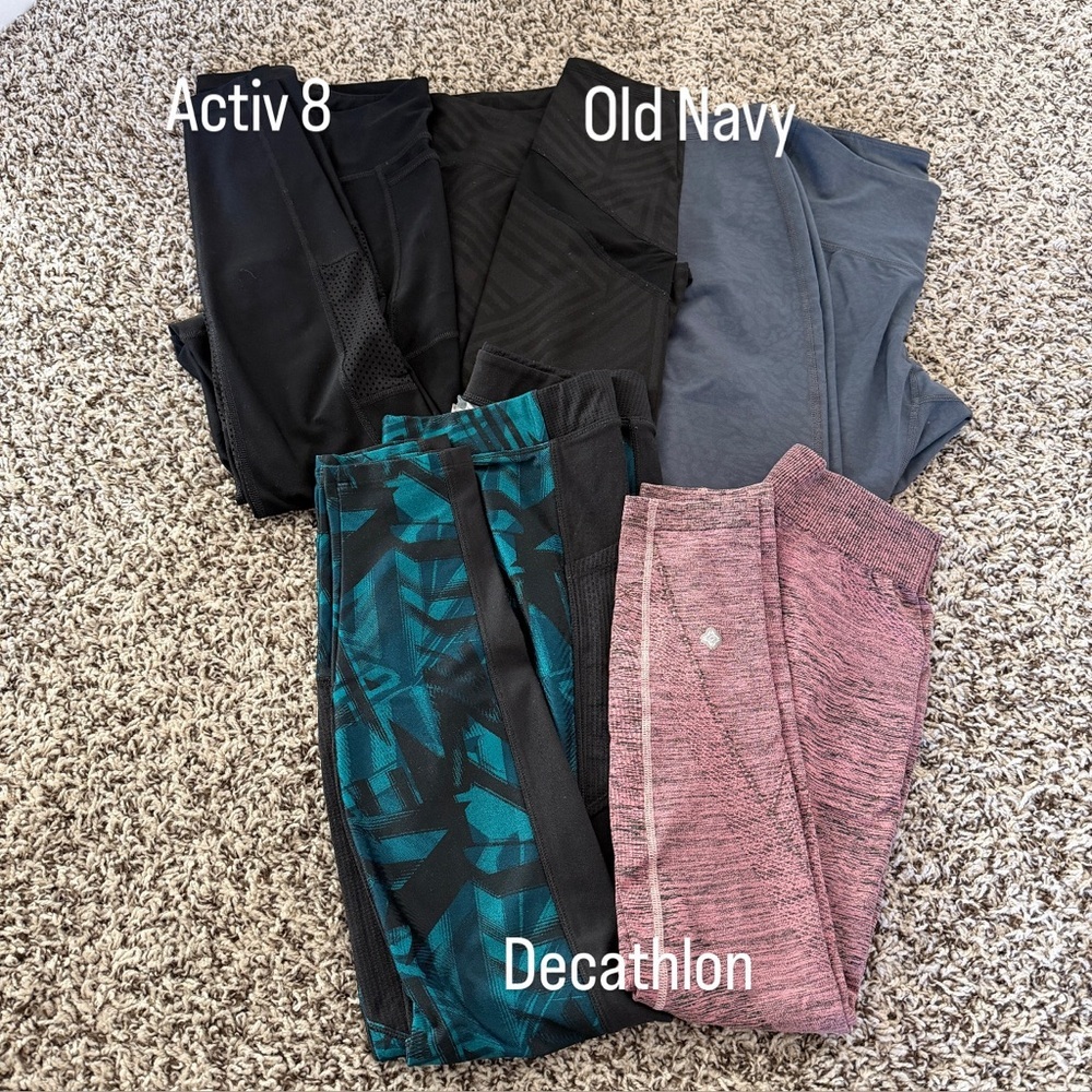 Mix Brand Lot of 5 Workout Leggings Women’s Old Navy Activ 8 Decathlon sz S
